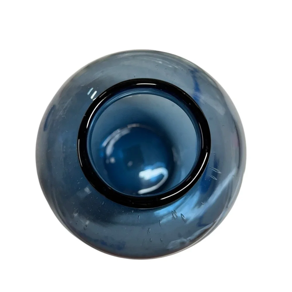 Pier 1 Decorative Vase Blue Glass Bottle Unique Shape‎ Home Decor 11